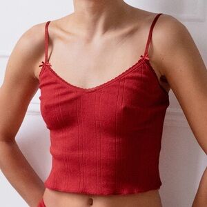 Cou Cou Intimates organic cherry red cotton pointelle cami tank